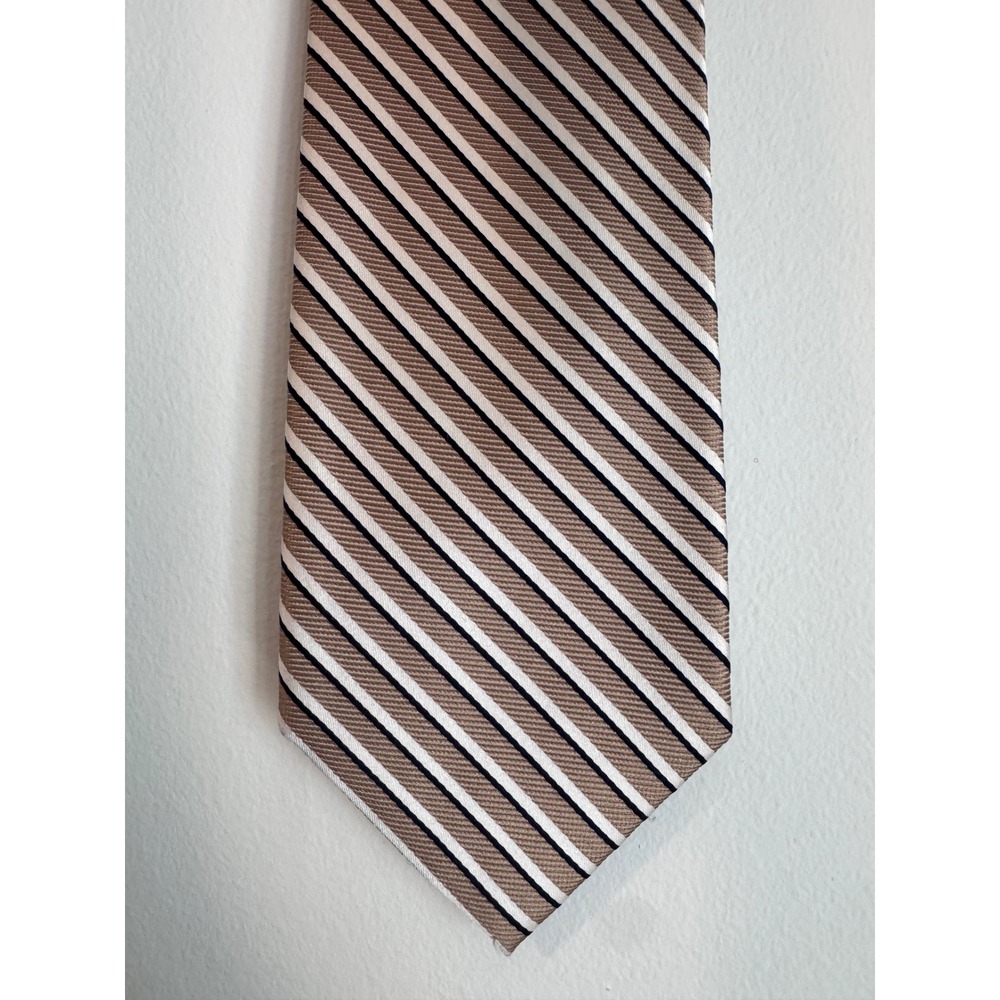 Jos. A. Bank Executive‎ Collection Necktie Mens OS Tan Navy Striped Silk Tie